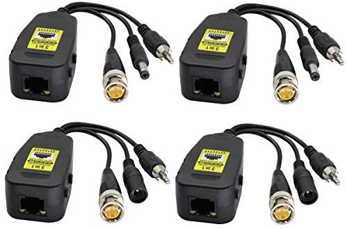 AAOTOKK Passive Video/Audio Leistung Balun RJ45 zu BNC Netzwerk Transceiver HD CVI/TVI/AHD/CVBS mit DC Buchse für 720-3MP 4MP 5MP 8MP Full HD CCTV Sicherheit DVR Überwachungskamerasystem(19cm/2Paare)