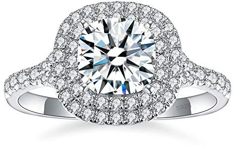 BONLAVIE Damenring Verlobungsring Ringkissen 3ct Zirkonia 925 Silber Promise Ring