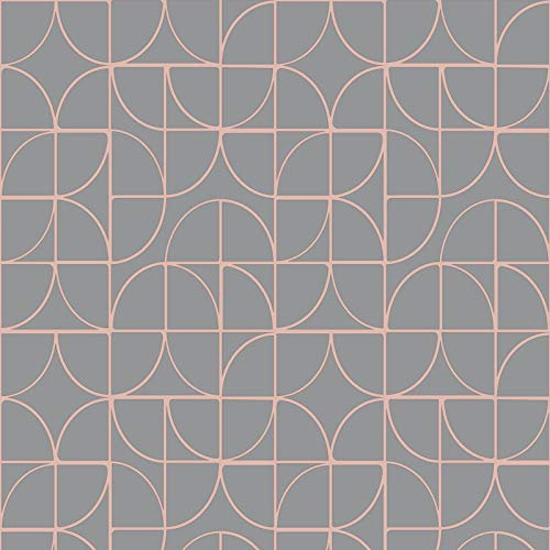 Symmetry Geometric Shapes Wallpaper Grey/Rose Gold Rasch 310139 - Metallic Glitter