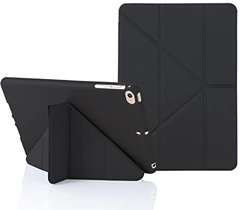 MuyDoux Coque Origami pour iPad Mini 5 4 3 2 1, Housse Étui iPad Mini 7,9 Pouces, 5 en 1 Multiples Angles de Vue, Étui Finition Soyeuse et Dos Souple Antichoc Flexible, Auto Veille/Réveil, Noir