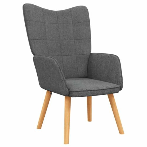 vidaXL Relaxsessel, Sessel mit Stahlrahmen Holzbeinen, Relaxstuhl Polsterstuhl mit Armlehne, Fernsehsessel Polstersessel Wohnzimmer, Modern, Dunkelgrau Stoff