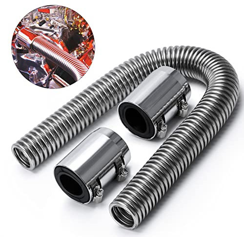 Hypertune Universal 61 cm Edelstahl-Kühlerschlauch, flexibler Kühlmittel-Wasserschlauch, mit Kappenklemme, silberfarben