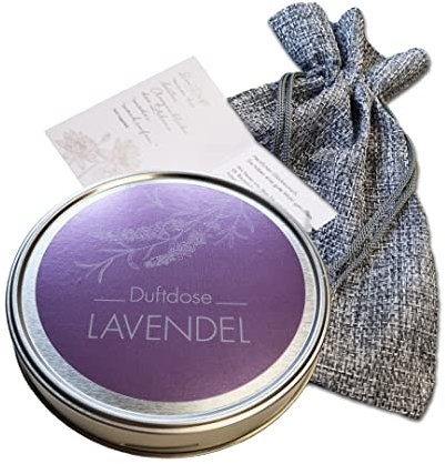 KK Raumduft aus der Dose | Duftgel - Made in Germany | 1 x Duftdose Lavendel 70 g | Attraktives Geschenkset | Im Jutesäckchen verpackt |
