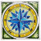 Sicilia Bedda - PIASTRELLA IN CERAMICA SICILIANA - Realizzata e Dipinta a Mano - 15 x 15 x 0.8 CM (Rosa dei Venti Verde)