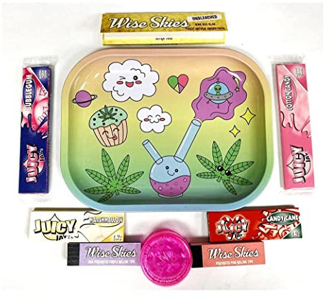 Wise Skies Cute Rolling Tray Set Rolling Tray Pink Rolling Tray Rolling Paper Holder Pink Rolling Papers