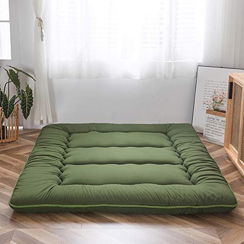 MAXYOYO Klappmatratze Futon Matratze Bodenmatratze Gepolsterte Japanische Tatami Gesteppte Bett, Dicke Faltmatratze Schlafmatte Rollmatratze Bodenliege Gästematratze (Grün, 90x190 cm)