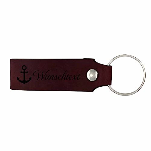 TecTonia Schlüsselanhänger aus echtem Leder mit Anker Gravur | Lederriemen Lederanhänger Echtleder Schlüsselbund | Geschenk für Papa, Mama, Freunde | Made in Germany
