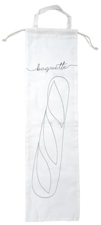 Fackelmann 47066 Sac de Conservation pour Baguette de Pain, Sac en Coton pour Baguette, Coton, Blanc, 63,8 x 17,8 cm
