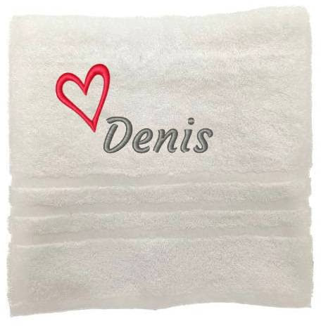 Pet-Jos Personalisiertes Handtuch mit Namen Schön gestickter Name Handbadetuch 100% Baumwollhandtuch Personalized Custom Towel with Name (140 x 70 cm, Herz)