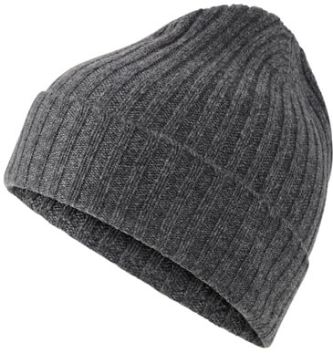 FALKE Unisex Beanie-Mütze Basic Ribbed U Be Kaschmir schnelltrocknend warm 1 Stück, Grau Dark Grey Heather 3278, OneSize