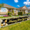 TAROME Happy New Year Banner Silvester Deko Extra Lange Neujahr Banner Schwarz Gold Neujahrsbanner hängedekoration 300x50cm Partybanner für Silvesterpartydeko Outdoor Indoor Garten Haus