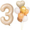 CHANGZHONG Luftballons 3 Geburtstag Karamell Hellbraun Folienballon Zahlenballon 3 mit 8 Latexballons und ein Herzballon Riesenzahl Party Hochzeit Kindergeburtstag Geburtstag