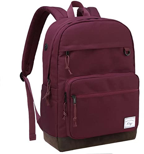 Kasgo Schulrucksack, Klassisches Leichtgewicht Rucksack Herren Damen Jungen Mädchen Kinderrucksack Hochschule Schultasche Casual Daypack für Reise Arbeit Rot