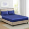 Spannbettlaken Satin 200x200 Blau Seide Glanzsatin Glatt Boxspringbett Glatt Muster Bettlaken Seiden Spannbetttuch 200 x 200cm Uni Spannbetttücher für Topper Matratze bis 25 cm