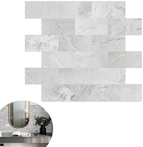 YRHome 10 Blatt Upgrade 3d Fliesenaufkleber PVC Wandfliesen 34 x 29 cm Selbstklebend Fliese Fliesenfolie Klebefliesen Fliesendekor Wasserdicht Fliesensticker für Küche Bad, Typ F