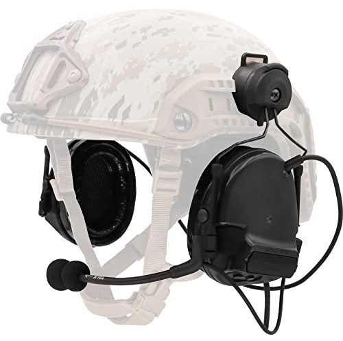 Hearangel C3 Casque tactique à réduction automatique du bruit Fonction de prise de son avec adaptateur de rail ARC, Ken ptt Compatible avec Baofeng uv5r pour Airsoft Sports (Black)
