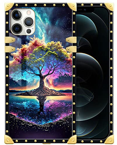 DAIZAG Compatible with iPhone 12 Pro Max Case Life Tree Energy Phone Case Golden Square Shockproof Phone Case Cover Gift for Apple iPhone 12 Pro Max