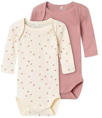 NAME IT Baby - Mädchen Nbfbody 2p Ls Buttercream Hearts Noos, Buttercream, 80
