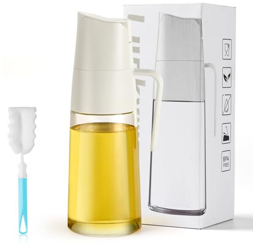 Moreau Ölflasche 600ml Olivenölflasche Selbstöffnende Glasölflasche Mit Rutschfestem Griff Ölflasche Für Sojasauce Olivenöl Essig (Gelb Weiß)