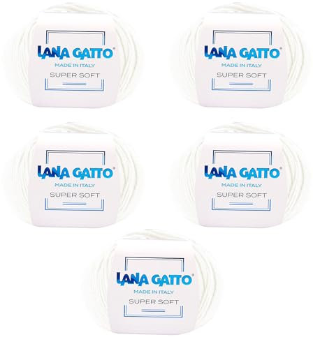 Strickgarn 100% reine Merino-Schurwolle Extra-Fine, line Super Soft von Lana Gatto Made in Italy, hochwertiges Garn zum Häkeln und Handstricken, 250g 625 Meter, (Wollweiss - 978, 5)