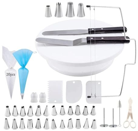 Boquillas para manga pastelera, Kit de plato giratorio de repostería, puntas para tuberías, suministros de decoración de pasteles, herramientas para hornear, accesorios para tuberías de pasteles