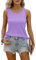 Zitiki Canotta da Donna Basic, Sexy, in Cotone, Girocollo, Casual, Senza Maniche, Estiva, vestibilità Larga, Cami, Lilla, S