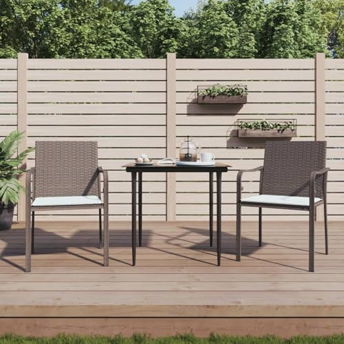 JUDYY Gartenstühle mit Kissen 2 STK. Braun 56x59x84 cm Poly Rattan Gartensessel, Campingstuhl, Hochlehner, Balkonmöbel, Balkonstuhl, Terrassenstühle, Balkon Stuhl, 364093