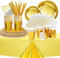 COLANANA Party Supplies,Party Tableware Set,Gold Birthday Decorations Contain Plates Tablecloth Cups Napkins Paper Straws for Baby Shower Birthday Wedding Partys Anniversary(16 Guests)