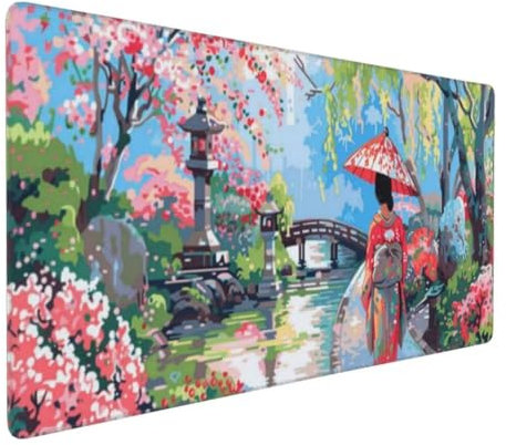 Japanisch Mauspad XXL Mauspad 700x400 mm Schreibtischunterlage, Wasserdicht Mauspad Dame Mousepad XXL, Gaming Mauspad Groß Verbessert Präzision und Geschwindigkeit für Gaming Zubehör Zimmer Deko-MU334