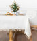 MYSKY HOME Wasserabweisende Tischdecken 140 x 160 cm Tischdecke Rechteckig Abwaschbare Leinenoptik Tischtuch Gartentischdecke Beige Fransen Table Cloth für Outdoor, Hochzeiten, Geburtstag