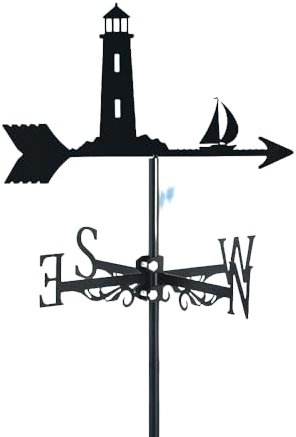 Girouette avec voilier et tour lumineuse en forme de tour de lumière, indicateur de direction du vent, outils de mesure pour toits de cour, décoration de jardin
