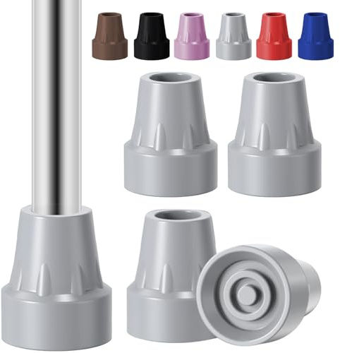 4 Stück Gummifuß für Krücken 19 mm Gehstock Gummipuffer Rutschfest Schutzkappen für Gehstock Krückenstopfen für Gehstock Krücken Klappstock (Grau)
