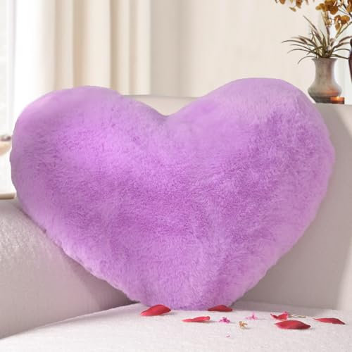 Yhoelata Muttertag Herzkissen, Lila Herzform Kissen Kuschelkissen, Love Zierkissen Aesthetic, Plüsch Kissen für Wohnzimmer Sofa Kind Schlafzimmer Bett, 25x35 cm