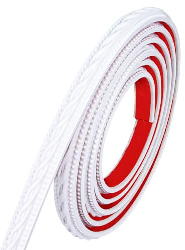 3M Self Adhesive Moulding for Walls, Flexible Wallpaper Border Self Adhesive, 2CM Wide White Adhesive Wallpaper Border PVC Decorative Strip, Edging Trim for Wall, Ceiling, Mirror, Door, Frame