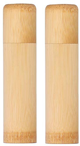 Jwthee 2PCS Wooden Tubes, Portable Tea Storage Cylinder Round Spices Storage Jar with a Lid for Storing Tea Coffee Beans Various Spices, Tubes for Toothbrush Paintbrush Pens Tea Canister