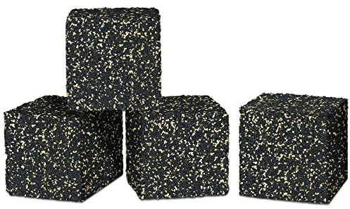 BXI Subwoofer Insulation Mat - 4 Pieces 5 x 5 x 5 cm Bass Reduction Floor Speaker Mat - Thick Large Rubber Cork Anti-Vibration Mats for Heavy Machines and Studio Monitor Stands