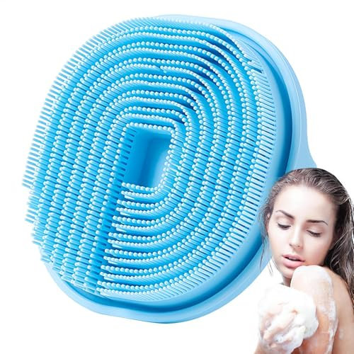 Silicone Body Scrubber, Anti-Slip Massage Loofah, Ergonomic Shower Brush, Multifunctional Exfoliatings Tool 4.13x1.42 Inches for Women, Home Bathroom Use