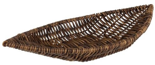 APS 40345 Corbeille en forme de bateau « COVE », panier tressé marron en polypropylène, récipient en osier avec fil en acier inoxydable, panier à viennoiseries, panier alimentaire, dimensions 30 x 15