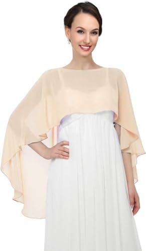 Damen Chiffon Schal Stola,Leichter Tücher,Eleganten Cape Umhang,Einfarbiger Capelets für Frauen,Sommer Dünn Wraps für Braut Brautkleid Hochzeit Abendkleid Festlich Schaltuch Einheitsgröße,