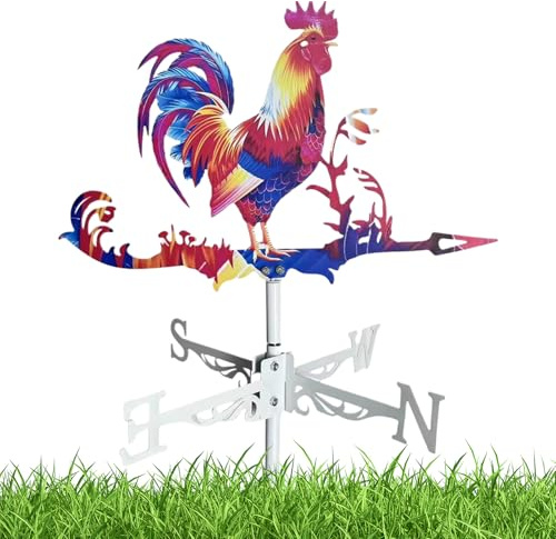 Segnavento in metallo a forma di gallo, 65 x 36 cm, banderuola decorativa da giardino, banderuola decorativa per giardino, banderuola per tetto, banderuola artistica per la casa