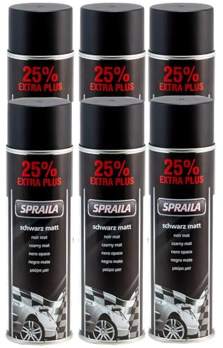 ECI Lot de 6 bombes de peinture pour voiture - Noir mat - 500 ml