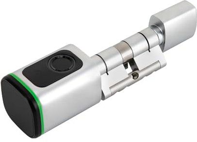 Serratura per porta con impronte digitali, serratura elettronica per porta di casa Smart Lock, cilindro da 60 mm con 2 chiavi, 2 schede, per porte di 60 mm di spessore (argento)