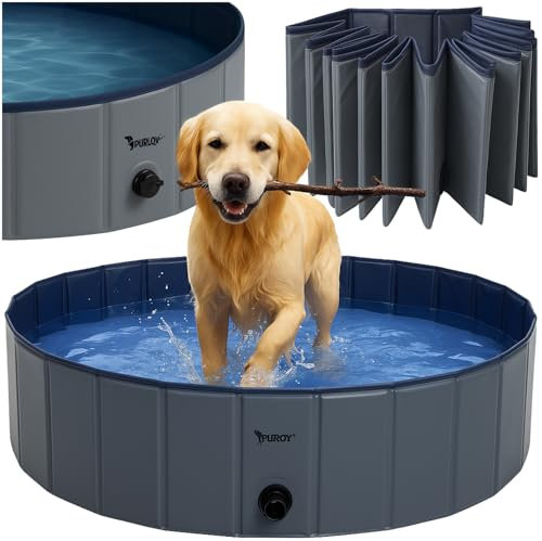 Purlov Piscina per cani, pieghevole, per cani di taglia grande, in PVC, 160 x 30 cm, 25370