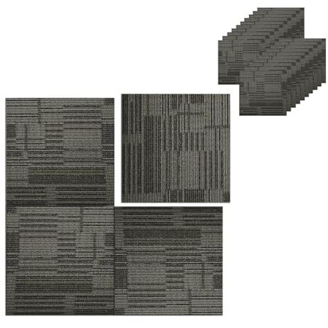 MYOYAY 25 Stück Teppichfliesen 50x50 cm selbstliegend - 6 m² Set - Strapazierfähiger Filz Teppich Fliesen DIY, Leicht Verlegbar, für Büro, Wohnzimmer, Schlafzimmer, Flur, Grau