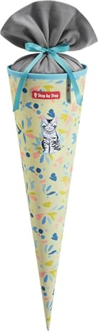 Step by Step Schultüte „Cat Lilly“, gelb, passend zum Schulranzen, aus recycelten PET-Flaschen, Verschluss aus Stoff, 5 l Füllvolumen, 70 cm Höhe