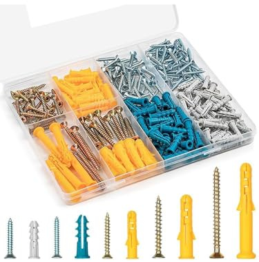 270 Pcs Cheville Beton et Vis Autotaraudeuses, Cheville Parpaing Creux et Vis Beton, Chevilles Charge Lourde et Visser pour Maçonnerie et Parpaing Creux