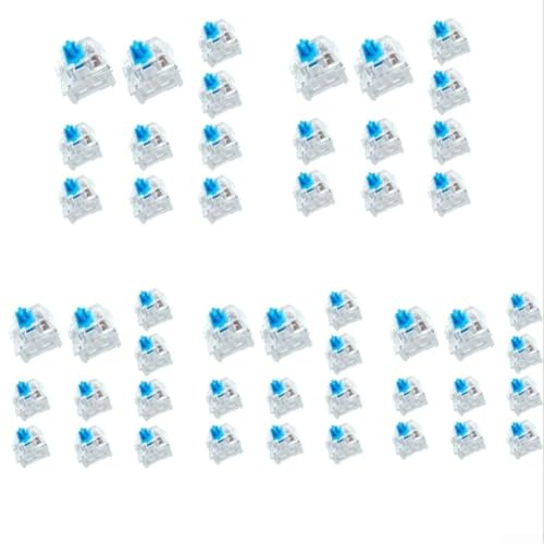 50 interruttori per tastiera meccanica a 3 pin, colore blu, sostituzione tattile con alloggiamento trasparente per tastiere meccaniche retroilluminate a LED
