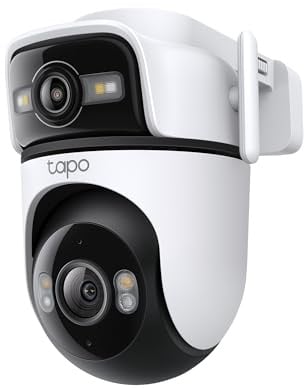 Tapo C545D Telecamera Wi-Fi Esterno con Doppio Obiettivo 2K(3MP+3MP), PTZ con Tracking Smart, Rilevamento AI Persone/Animali/Veicoli, Visione Notturna a Colori, Audio Bidirezionale, Ethernet, IP66