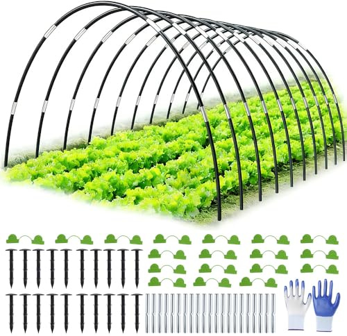 Mineup 30 Pièces Arceau pour Serre Tunnel, Cerceau pour Serre de Jardi, Kit De Maison De Cerceau De Jardin, Arceaux Serr de Jardin avec Pointes et Clips pour la Protection des Plantes