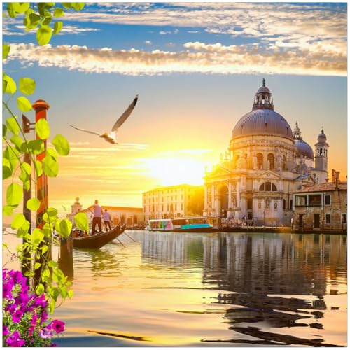 Wallario Glasbild Italienischer Sommerabend - 30 x 30 cm Wandbilder Glas in Premium-Qualität: Brillante Farben, freischwebende Optik